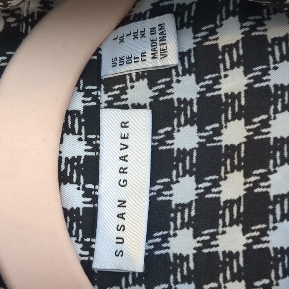 Susan Graver Black and White Houndstooth Silky Blouse XL - Picture 7 of 7